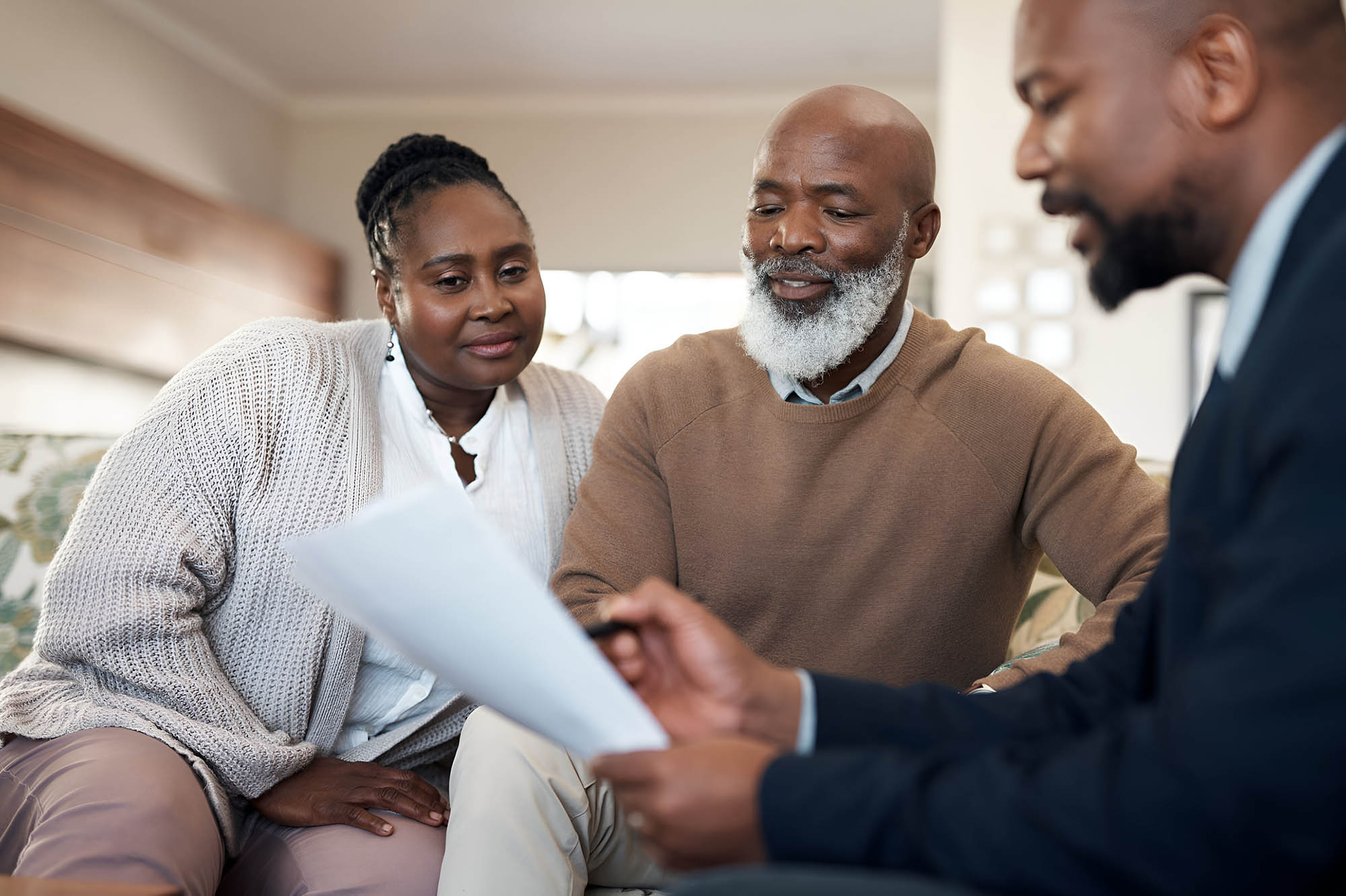 Family receiving guidance on legal documents